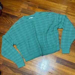Hollister Crew Neck Cropped Crocheted Sweater